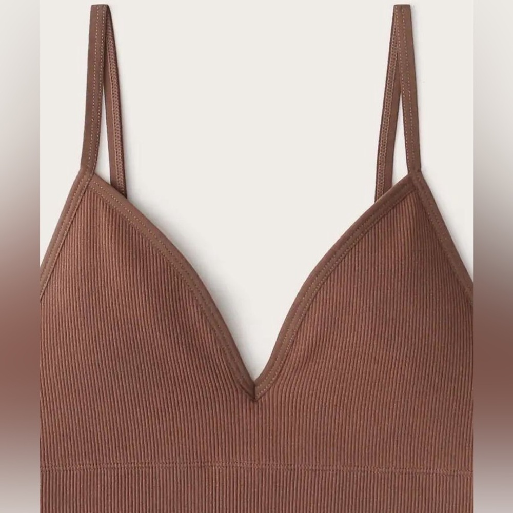 Abercrombie & Fitch Rust Ribbed Longline Triangle Bralette